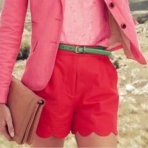 J. Crew scalloped linen shorts